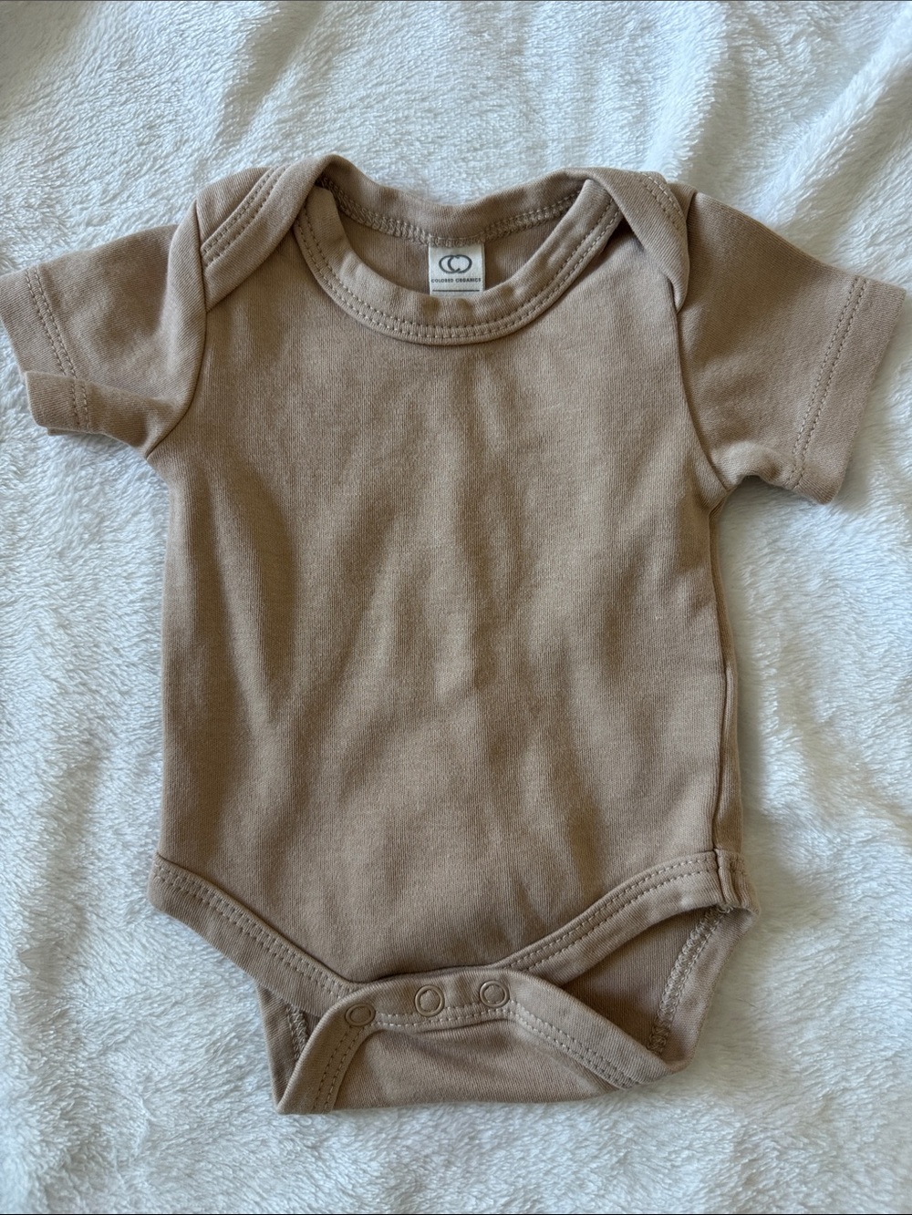 Colored Organics Neutral Brown Short-Sleeve Baby Bodysuit organic cotton